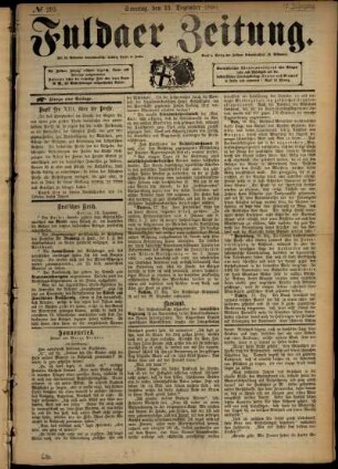 Erste Ausgabe vom Sonntag, den 21. Dezember 1890.
