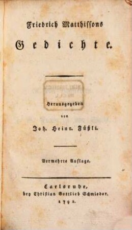 Friedrich Matthissons Gedichte