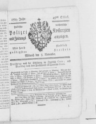 45tes Stück., Ausgabe vom 8. November 1780