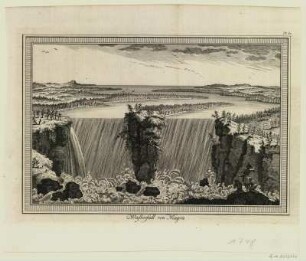 Ansicht der Niagara-Wasserfälle, Kupferstich, um 1800? : Waßerfall von Niagara. - [Sl: um 1800?]. - 1 Kunstbl. : Kupferstich, 25 x 16 cm
