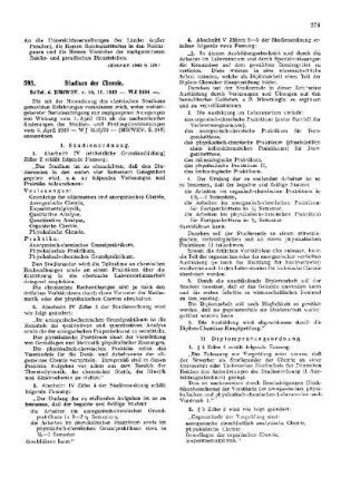 Studium der Chemie : [Wissenschaft] ; [Für das Reich] ; [Amtliche Erlasse] ; [Amtlicher Teil]