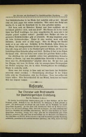 Zur Literatur und Problematik der staatsbürgerlichen Erziehung