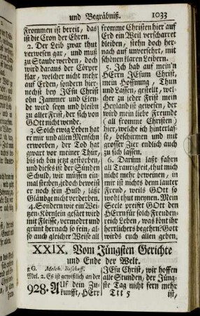XXIX. Vom Jüngsten Gerichte und Ende der Welt.