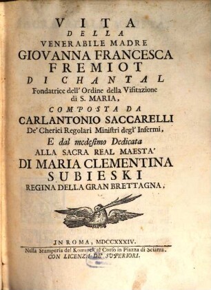 Vita della venerabile madre Giovanna Francesca Fremiot di Chantal