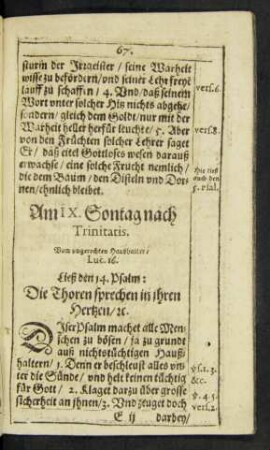 Am IX. Sontag nach Trinitatis.