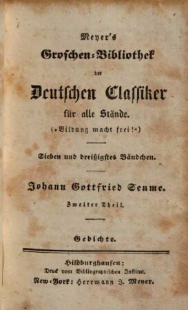 Johann Goffried Seume, 2. Gedichte