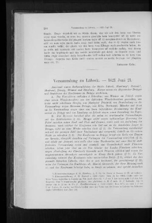 Versammlung zu Lübeck. - 1421 Juni 21.