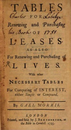 Tables for Renewing and Purchasing of Leases