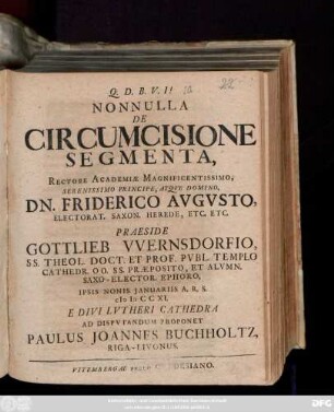 Nonnulla De Circumcisione Segmenta