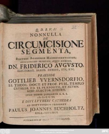 Nonnulla De Circumcisione Segmenta
