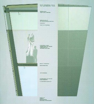 Entwurf zur Erweiterung des Ernst-von-Hülsen-Hauses (2. Preis des Architektenwettbewerbs, Nr. 26) — Schautafel: technische Merkmale