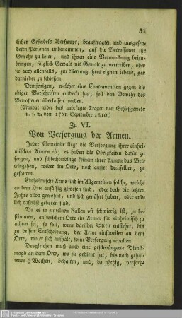 Zu VI. Von Versorgung der Armen