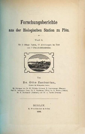 Forschungsberichte aus der Biologischen Station zu Plön. 3. 1895