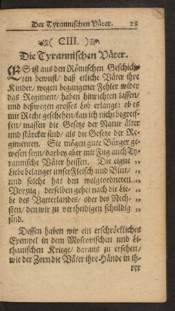 (CIII.) Die Tyrannischen Väter.