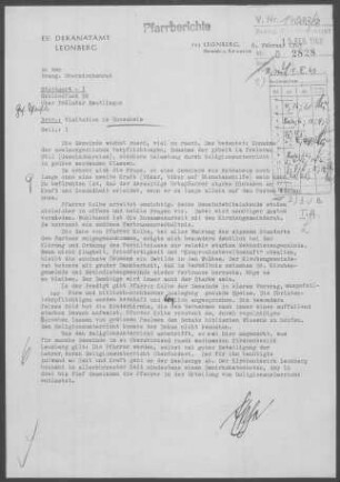 Rutesheim: Visitationsbericht mit Pfarrbericht 1962