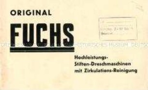 Original Fuchs Hochleistungs-Stiften-Dreschmaschinen mit Zirkulations-Reinigung