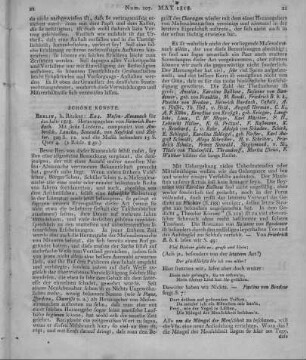 Eos, Musen-Almanach. Für das Jahr 1818. Mit sechs Liedern, komp. v. Ambrosch, Lauska, Seewald, v. Seyfried. Hrsg. v. H. v. Burdach. Berlin: Rücker 1818