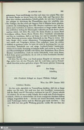 Friedrich von Schlegel an August Wilhelm von Schlegel, Wien, 28.01.1812