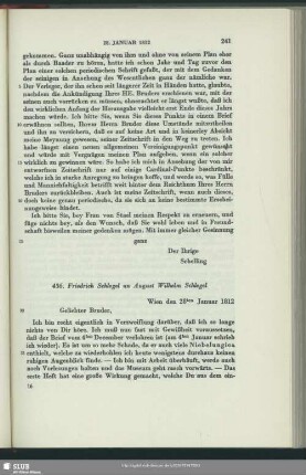 Friedrich von Schlegel an August Wilhelm von Schlegel, Wien, 28.01.1812