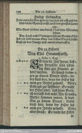 Die 38. Historie. Von Eliae Himmelfahrth