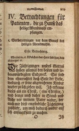 1. Vorbereitungen vor dem Genuß des heiligen Abendmahls.