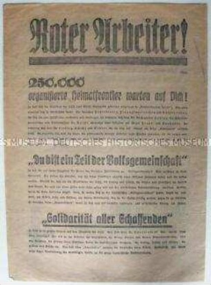 Propagandaflugblatt der sudetendeutschen Kommunisten zu den Wahlen 1935