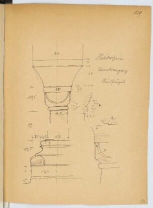 Dom, Hildesheim: Details Kreuzgang Südflügel (aus: Skizzen- und Fotoalbum 20)