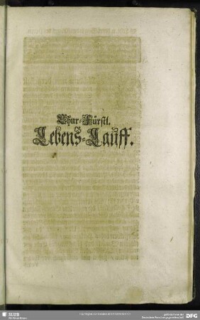 Lebenslauf : Chur-Fürstl. Lebens-Lauff