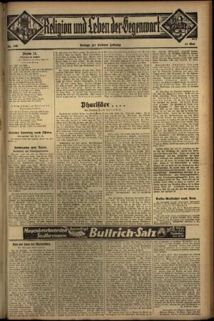 Dritte Ausgabe vom Sonntag, den 14. Mai 1933.