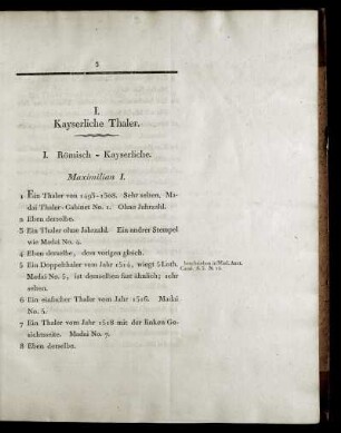 I. Kayserliche Thaler.