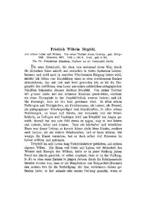 Friedrich Wilhelm Dörpfeld. Aus seinem Leben und Wirken. Von seiner Tochter Anna Carnap, geb. Dörpfeld. Güterloh 1897. VIII u. 664 S.