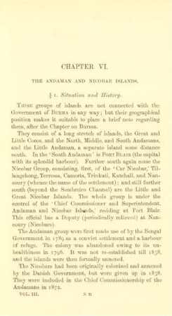 Chapter VI. The Andaman and Nicobar islands
