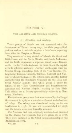 Chapter VI. The Andaman and Nicobar islands