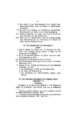 Die Konzentration des Unterrichts : Leitsätze