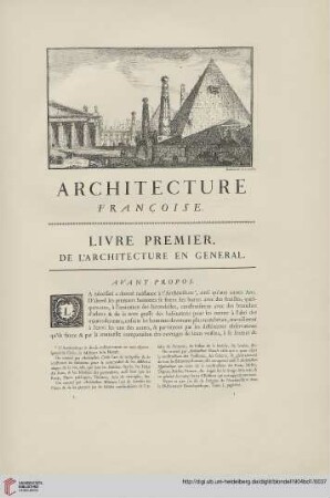 Livre premier: De l´Architecture en general