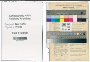 Entnazifizierung Friedrich Halt , geb. 12.03.1905 (Schmied)