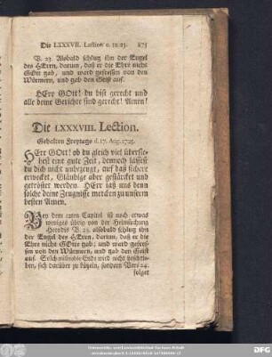 Die LXXXVIII. Lection. Gehalten Freytags d. 17. Aug. 1725.