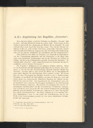A. Abgrenzung des Begriffes "Gewerbe".