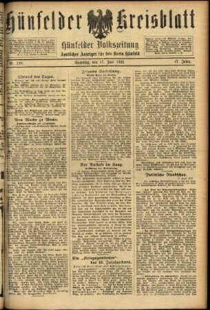 Ausgabe vom Samstag, den 17. Juni 1922.