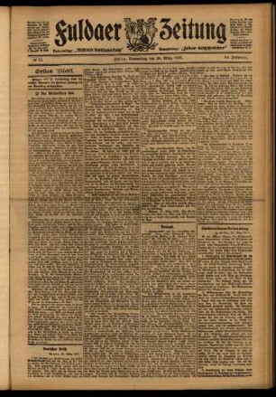 Erste Ausgabe vom Donnerstag, den 28. März 1907.