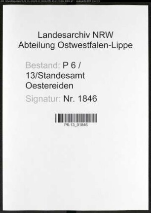 Sterberegister Standesamt Oestereiden