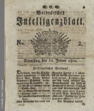 No. 2, Dienstag den 12. Januar 1802