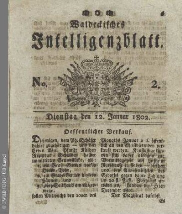 No. 2, Dienstag den 12. Januar 1802