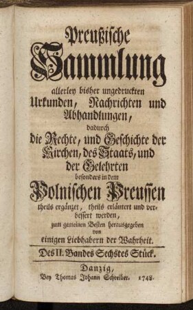Des II. Bandes Sechstes Stück.