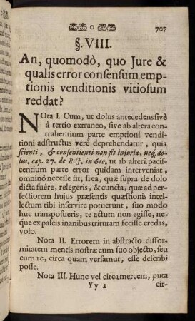 707-728, §. VIII. An, quo,odo, quo Jure & qualis error consensum emptionis venditionis vitiosum reddat?