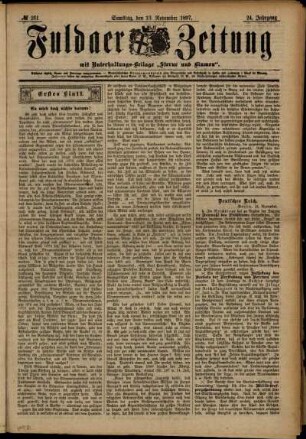Erste Ausgabe vom Samstag, den 13. November 1897.