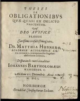 Theses de obligationibus, quae quasi ex delicto nascuntur