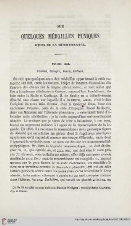 16: Sur quelques médailles puniques d'iles de la Méditerranée : petites iles: Ebusus, Cossyre, Inara, Ethusa