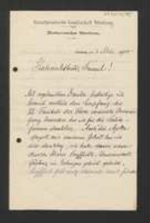 Brief von August Friedrich Schwarz an Unbekannt