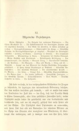 XI. Allgemeine Beziehungen
